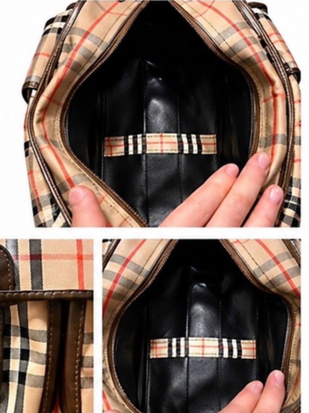 Burberry Vintage Haymarket Check Crossbody Bag 👜 Canvas & Leather | Nova Check - Picture 3 of 15